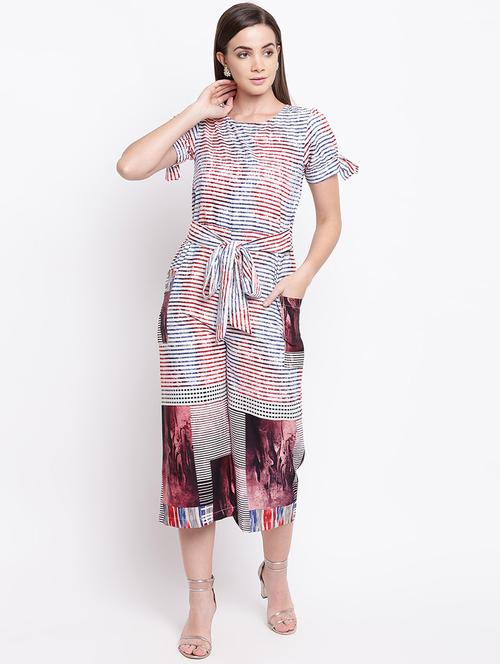 tie front striped jumpsuit - 16635168 - Very Small Image - 1