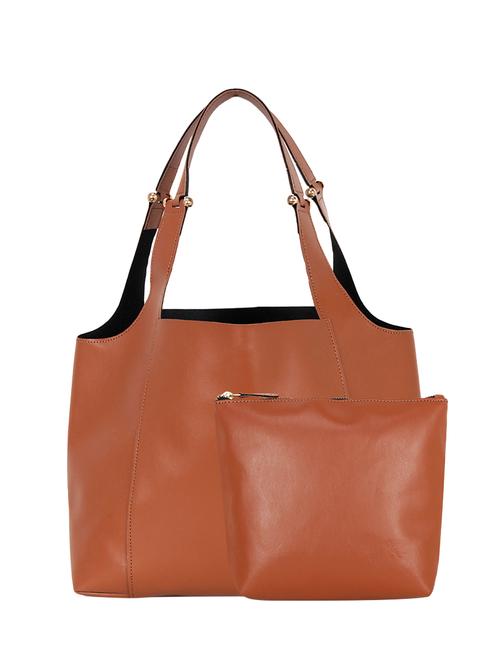 tan leatherette (pu) combo handbag - 16635284 - Very Small Image - 1
