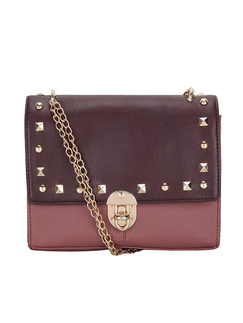 maroon leatherette (pu) handbag - 16635291 - Very Small Image - 1