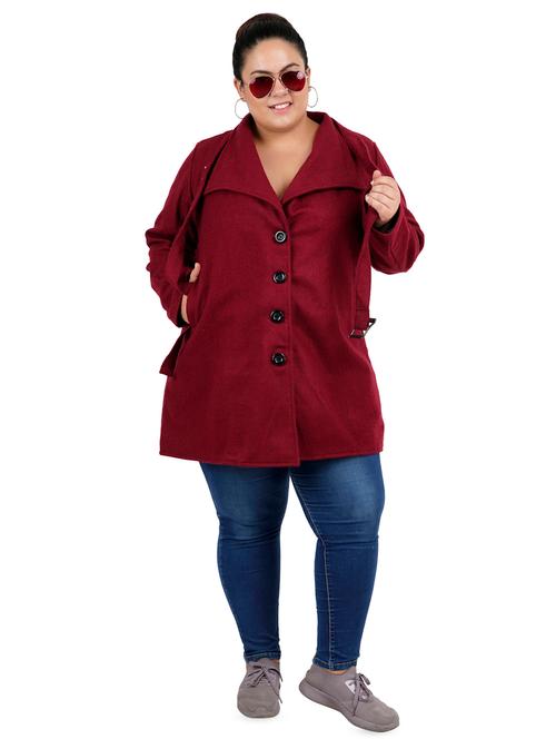 lapel neck belted plus coat - 16636939 - Very Small Image - 1
