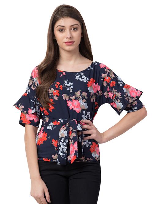 tie knot floral top - 16637223 - Very Small Image - 1