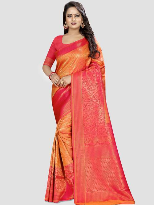 self-design kanjivaram saree with blouse - 16637249 - Very Small Image - 1