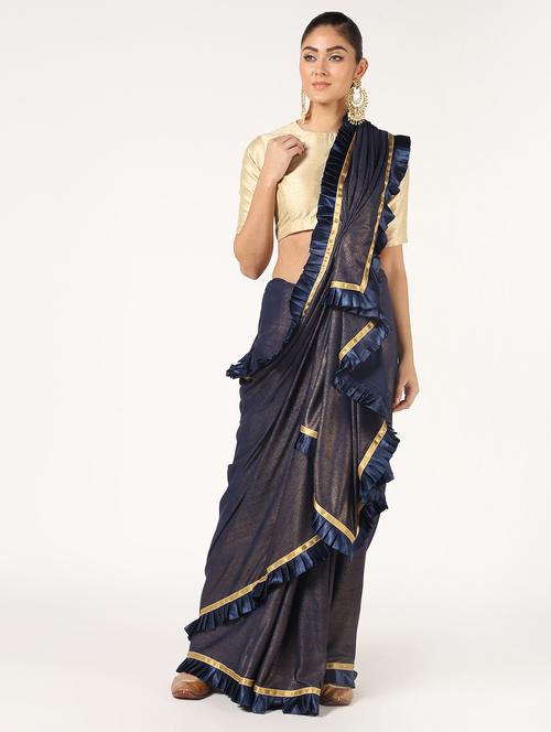 ruffled fusion saree with blouse - 16637553 - Very Small Image - 1