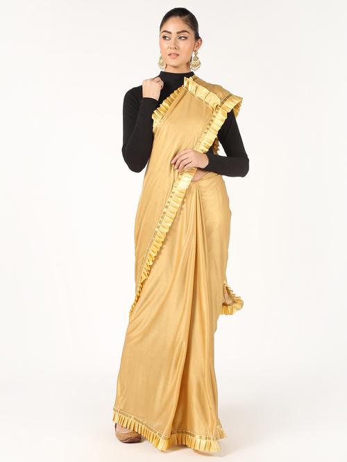 ruffled fusion saree with blouse - 16637554 - Very Small Image - 1