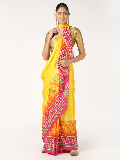 abstract printed saree with blouse - 16637560 - Very Small Image - 1