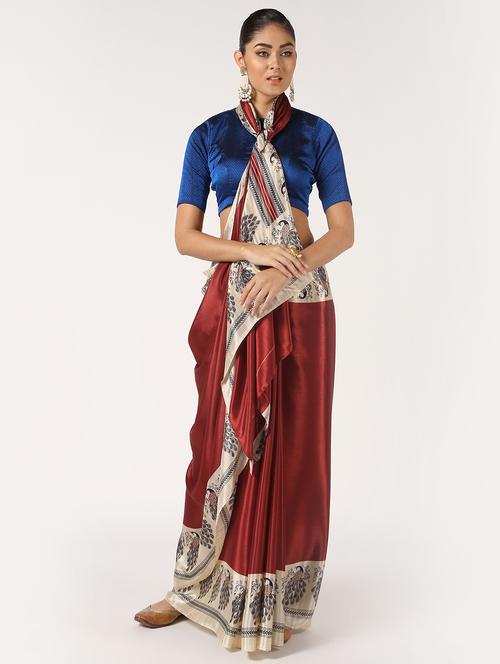 conversational bordered printed saree with blouse - 16637563 - Very Small Image - 1