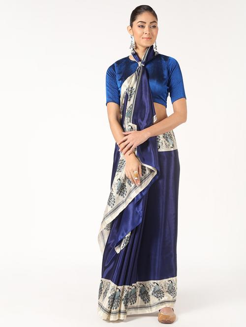conversational bordered printed saree with blouse - 16637564 - Very Small Image - 1