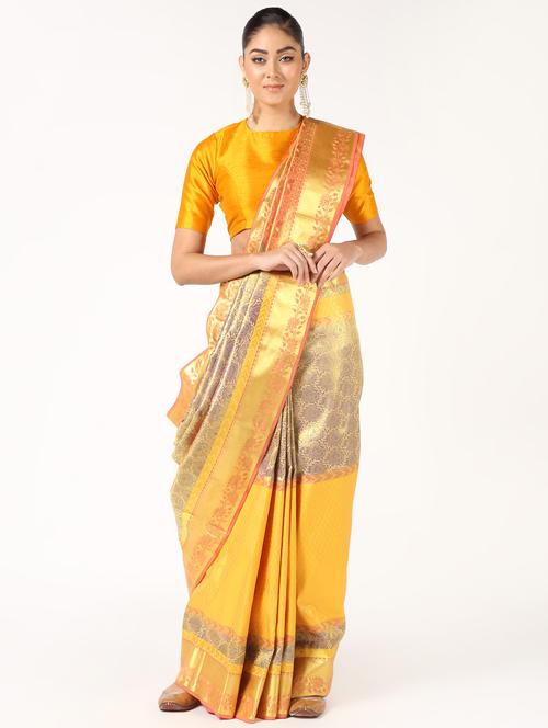 zari work kanjivaram saree with blouse - 16637590 - Very Small Image - 1