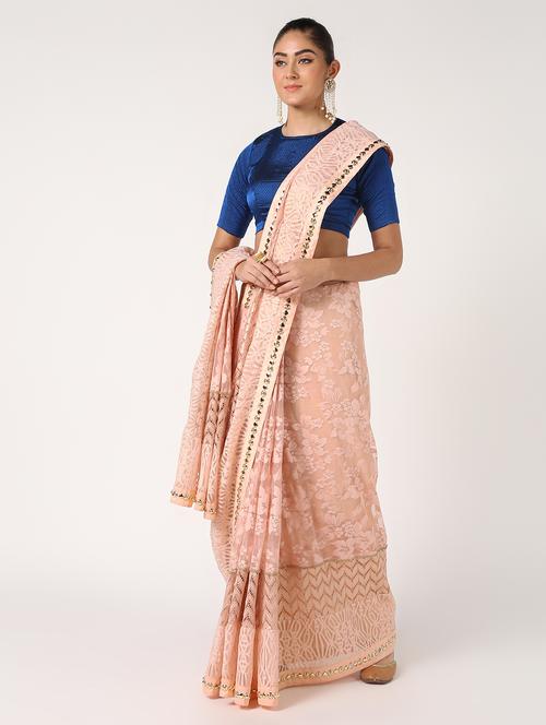 self-design net saree with blouse - 16637608 - Very Small Image - 1