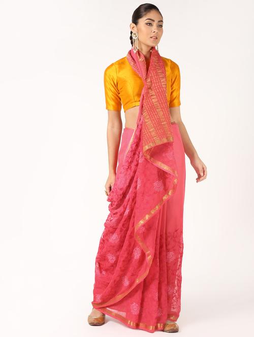 floral embroidered saree with blouse - 16637623 - Very Small Image - 1