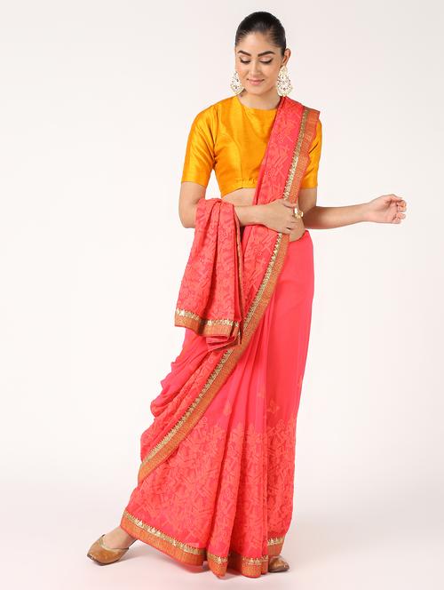 floral embroidered saree with blouse - 16637624 - Very Small Image - 1