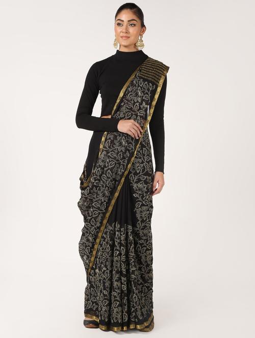 zari work saree with blouse - 16637639 - Very Small Image - 1