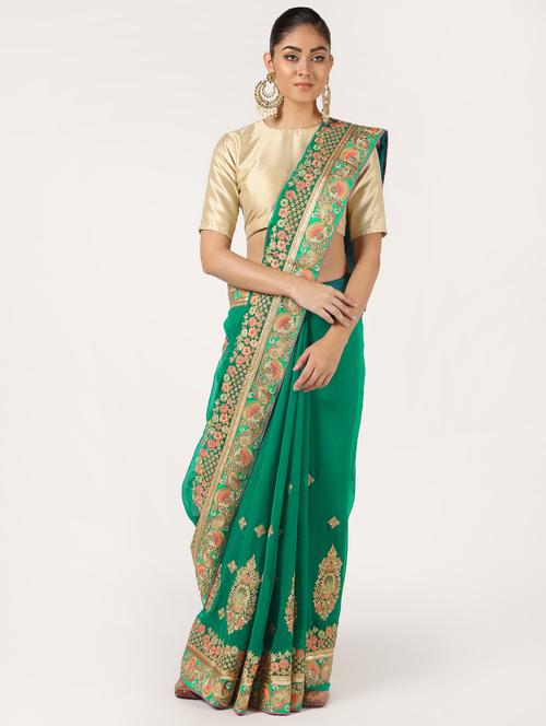zardozi work embroidered saree with blouse - 16637644 - Very Small Image - 1