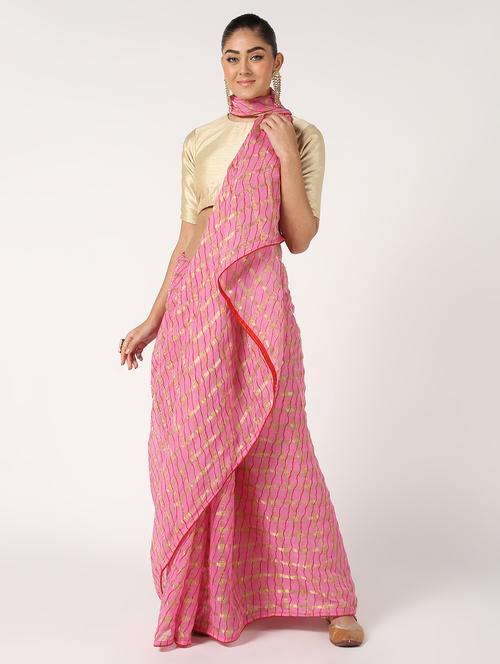 zari work printed saree with blouse - 16637648 - Very Small Image - 1