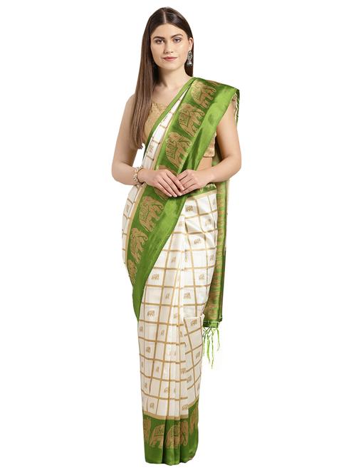 checkered woven saree with blouse - 16637700 - Very Small Image - 1