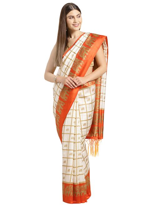 checkered woven saree with blouse - 16637702 - Very Small Image - 1