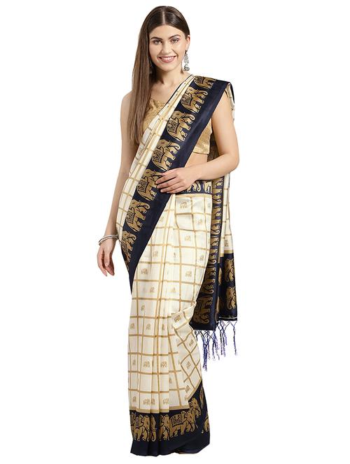 checkered woven saree with blouse - 16637705 - Very Small Image - 1