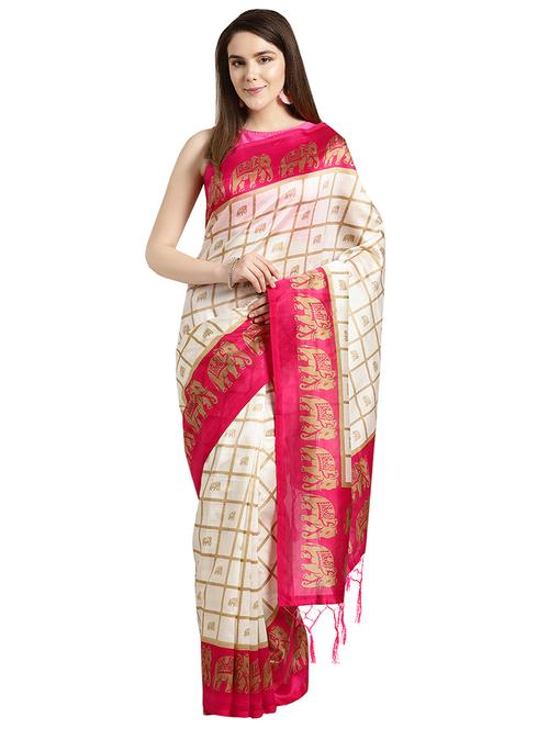 checkered printed saree with blouse - 16637806 - Very Small Image - 1