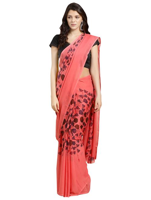 floral printed saree with blouse - 16637815 - Very Small Image - 1
