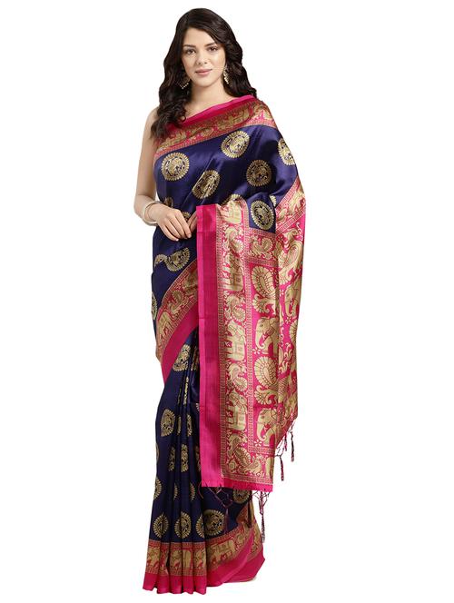 conversational woven saree with blouse - 16637829 - Very Small Image - 1