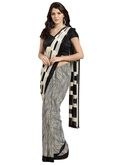 geometric printed saree with blouse - 16637835 - Very Small Image - 1