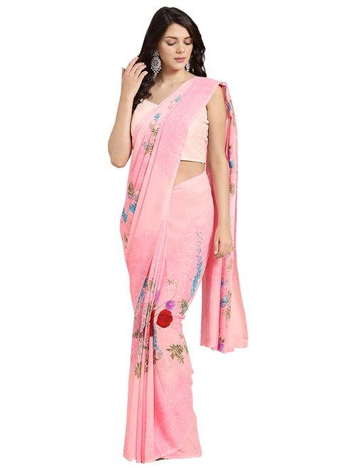 floral printed saree with blouse - 16637844 - Very Small Image - 1