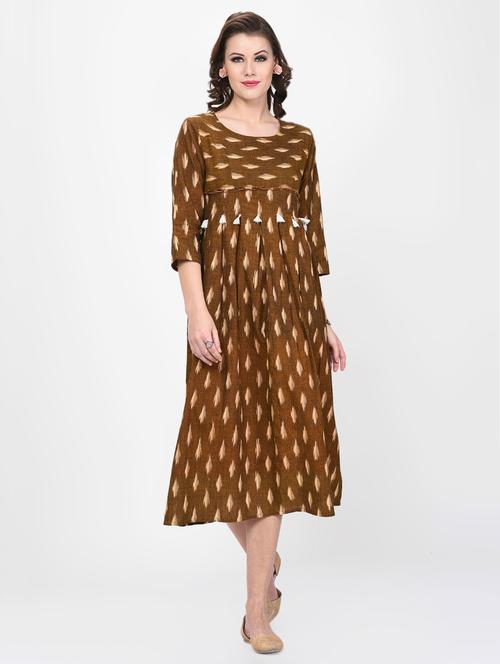 ikat a-line ethnic dress - 16637974 - Very Small Image - 1