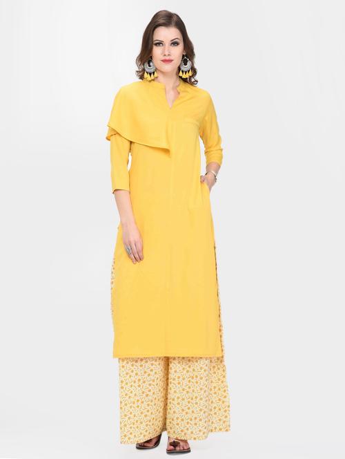 solid straight kurta - 16637986 - Very Small Image - 1
