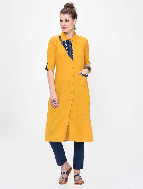 contrast straight kurta - 16638005 - Very Small Image - 1