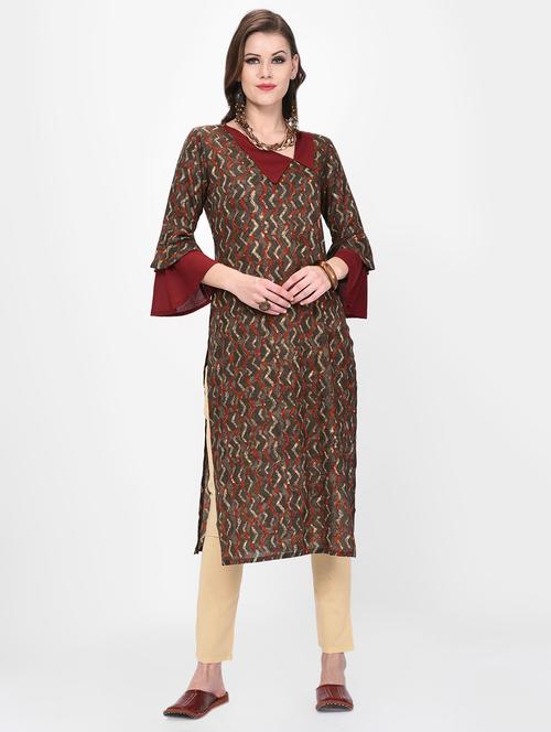 chevron straight kurta - 16638013 - Very Small Image - 1