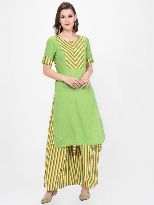 contrast yoke straight kurta - 16638016 - Very Small Image - 1