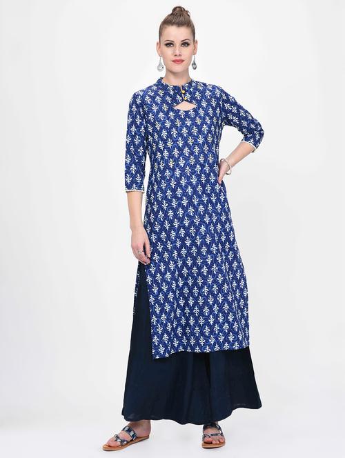 indigo straight kurta - 16638021 - Very Small Image - 1