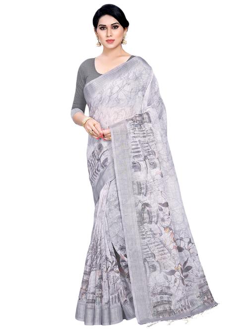 floral bordered saree with blouse - 16638365 - Very Small Image - 1