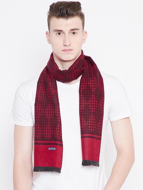 red geometric print viscose muffler - 16638587 - Very Small Image - 1