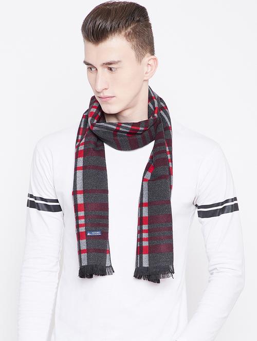 grey checkered viscose muffler - 16638613 - Very Small Image - 1