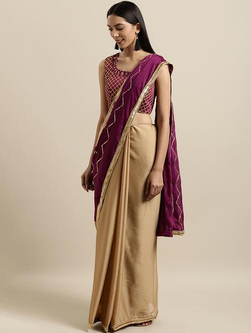 sequined half & half saree with blouse - 16640312 - Very Small Image - 1