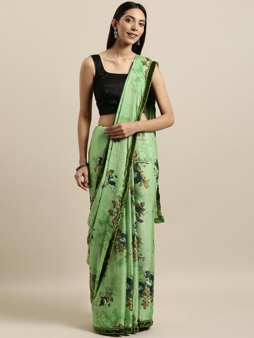 floral bordered saree with blouse - 16640323 - Very Small Image - 1