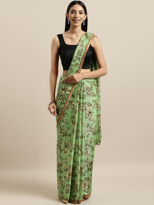 floral printed saree with blouse - 16640337 - Very Small Image - 1