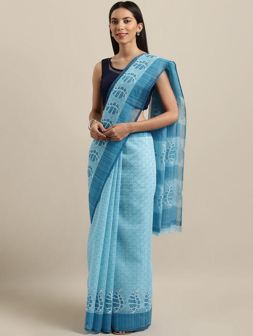 floral printed saree with blouse - 16641228 - Very Small Image - 1
