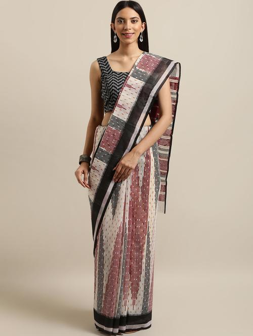 ikat printed saree with blouse - 16641229 - Very Small Image - 1