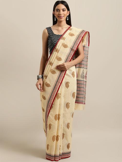 paisley printed saree with blouse - 16641230 - Very Small Image - 1