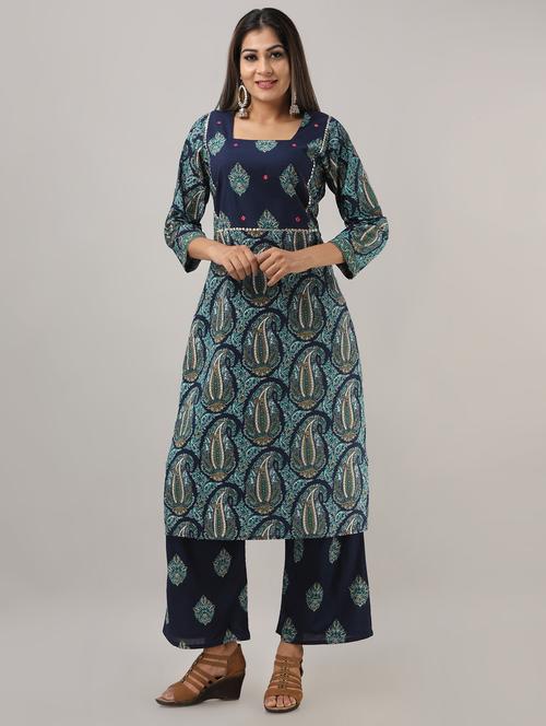 paisley printed kurta palazzo set - 16641524 - Very Small Image - 1