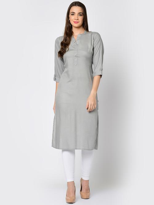 solid straight kurta - 16641608 - Very Small Image - 1
