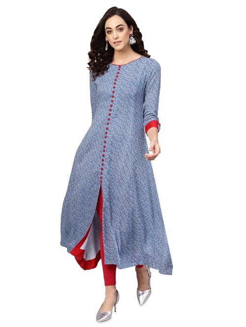 geometric printed a-line kurta - 16641623 - Very Small Image - 1