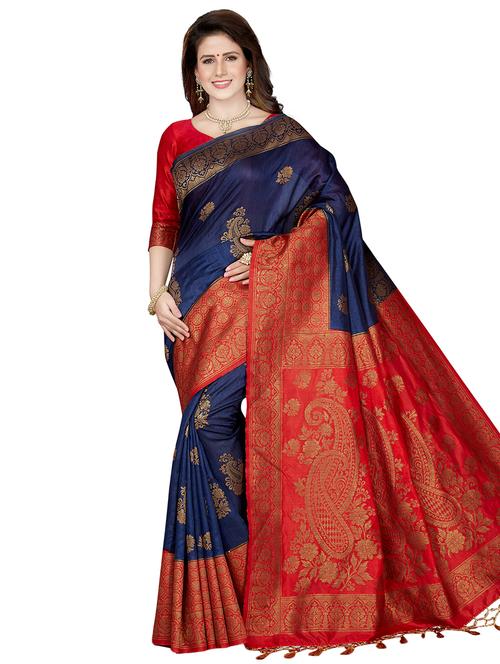 zari work printed saree with blouse - 16641737 - Very Small Image - 1