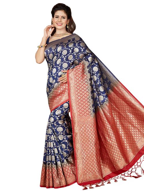 zari work printed saree with blouse - 16641738 - Very Small Image - 1