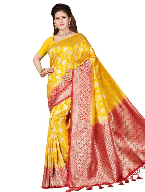 zari work printed saree with blouse - 16641740 - Very Small Image - 1