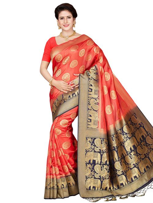 self-design woven saree with blouse - 16641743 - Very Small Image - 1