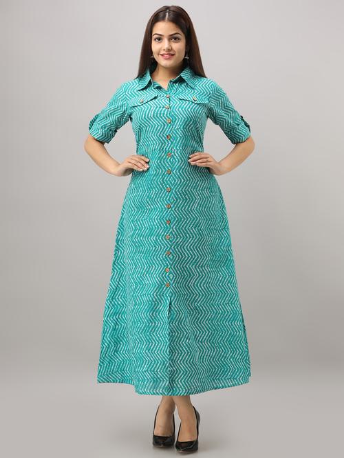 chevron print a-line kurta - 16642296 - Very Small Image - 1