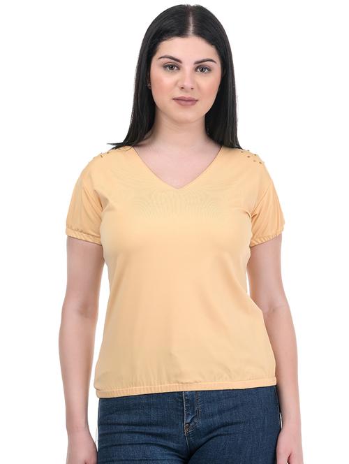 v neck solid top - 16642578 - Very Small Image - 1